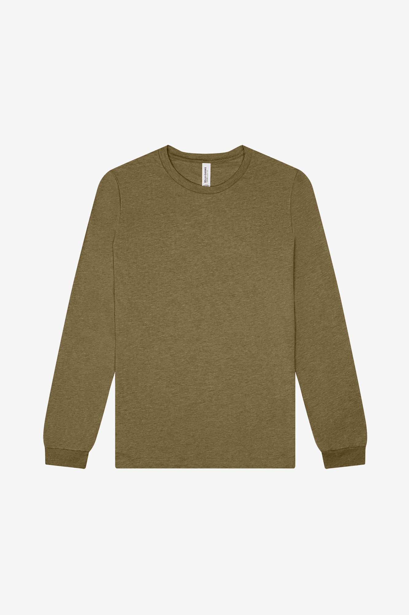 Customizable Unisex Triblend Long Sleeve Tee Long Sleeve T-Shirt Bella Canvas XS Olive Triblend