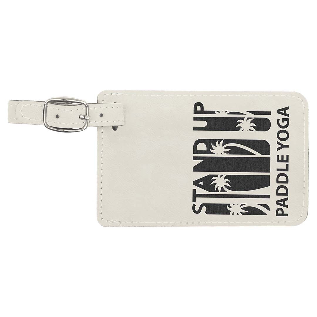 Engraveable Leatherette Luggage Tag Luggage Tag JDS White/Black Engraving