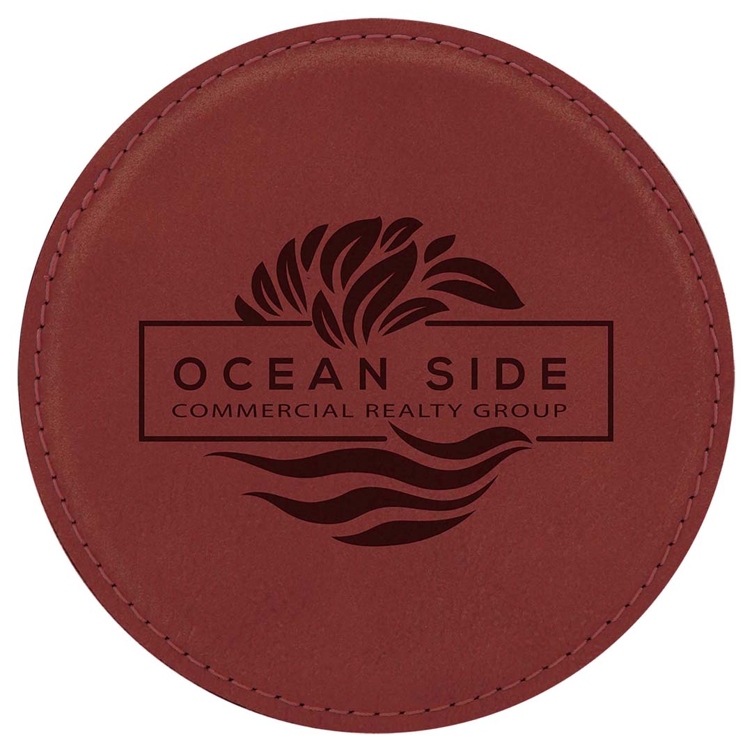Engravable Leatherette Coaster Drinkware JDS Rose/Black
