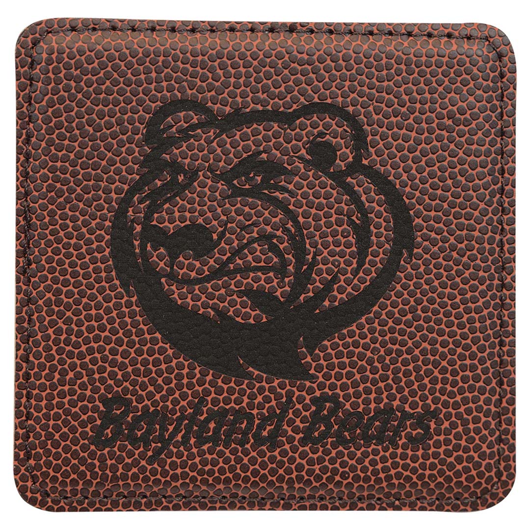 Engravable Leatherette Coaster Drinkware JDS Football/Black Engraving Square