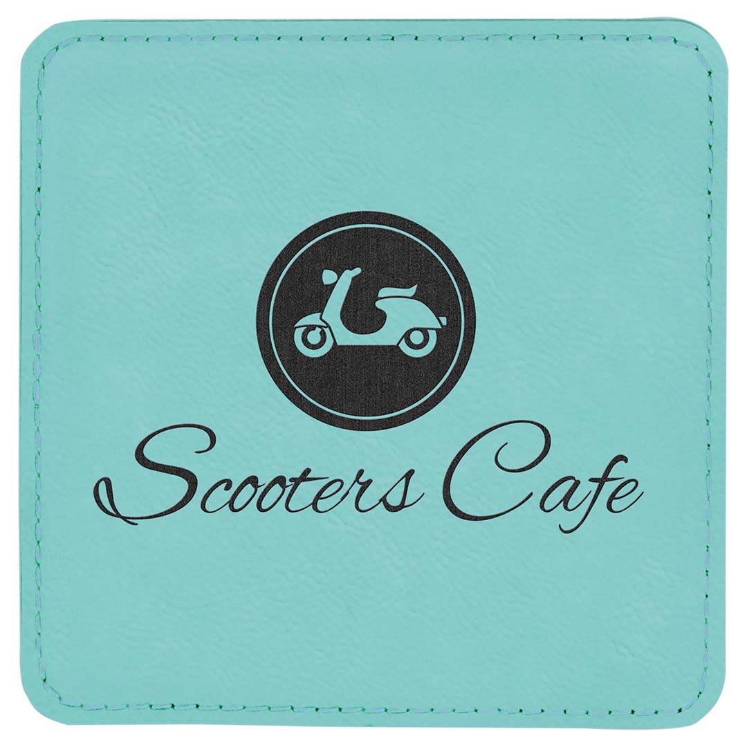 Engravable Leatherette Coaster Drinkware JDS Teal/Black
