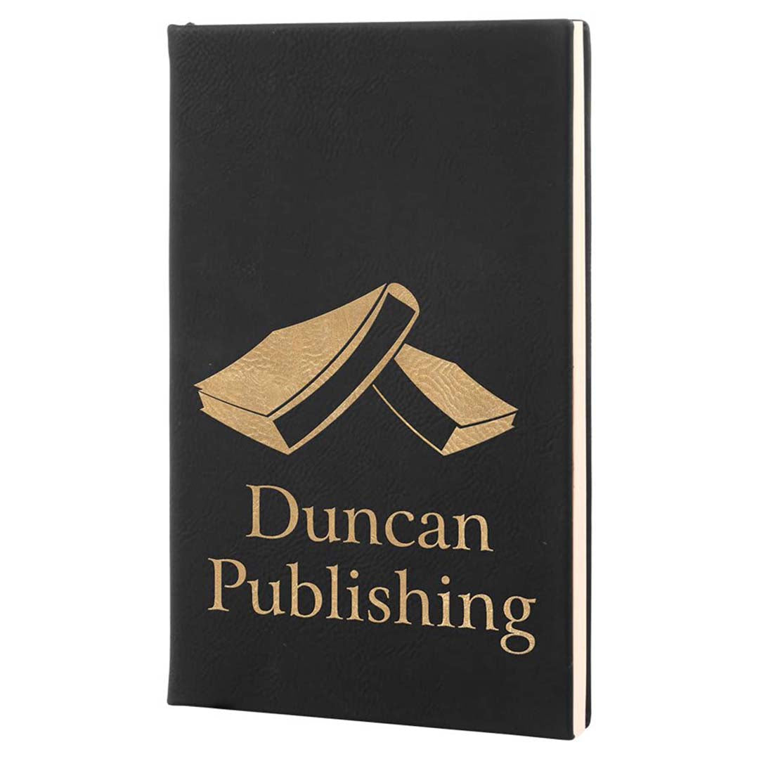 Engravable Leatherette Journal with Lined Notepad Notepad JDS 5 1/4" x 8 1/4" Black/Gold Engraving