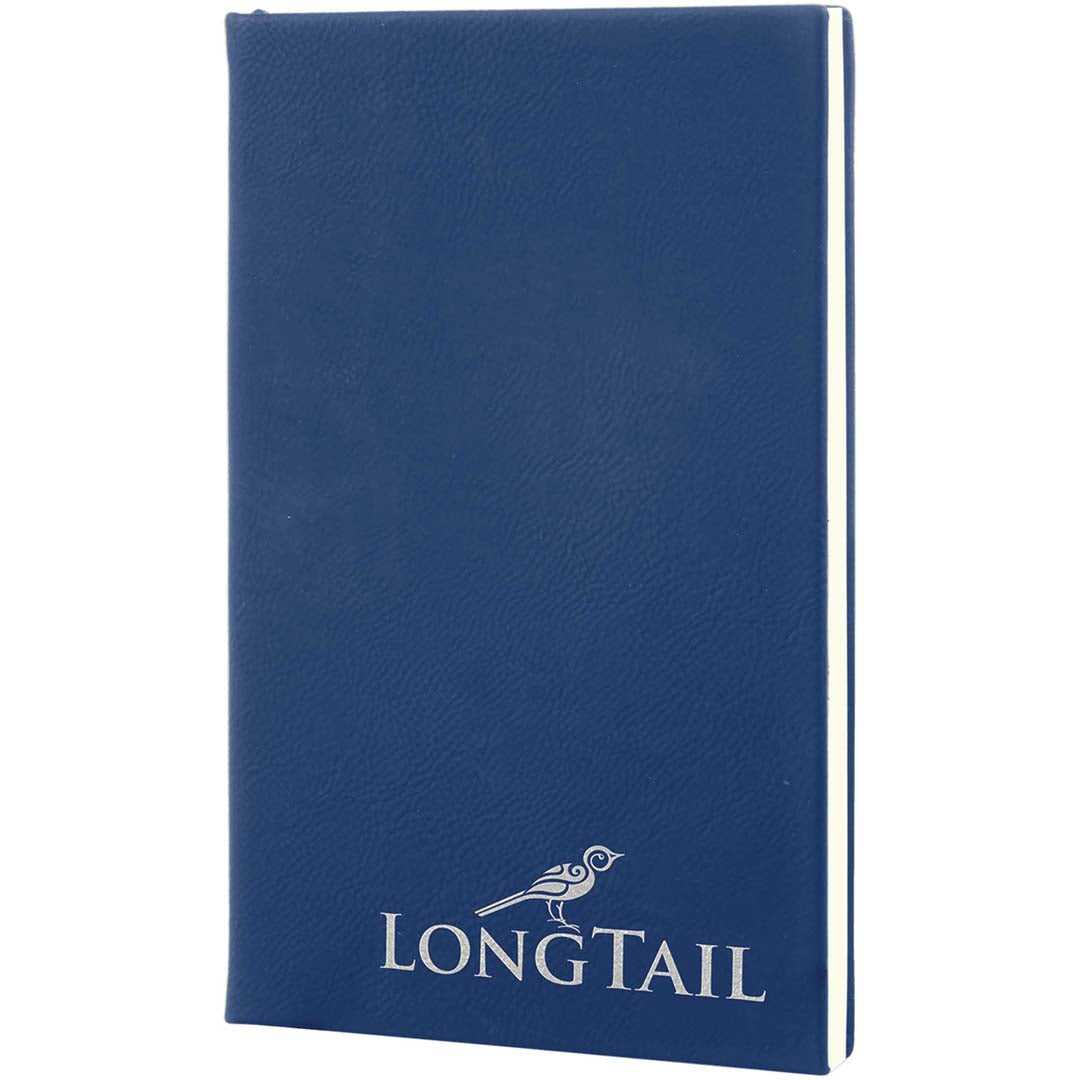 Engravable Leatherette Journal with Lined Notepad Notepad JDS 5 1/4" x 8 1/4" Blue/Silver Engraving