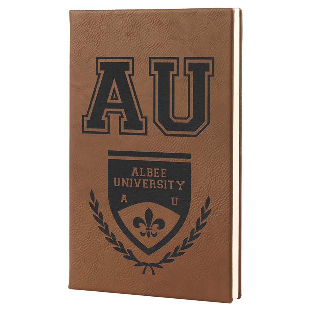 Engravable Leatherette Journal with Lined Notepad Notepad JDS 5 1/4" x 8 1/4" Dark Brown/Black Engraving
