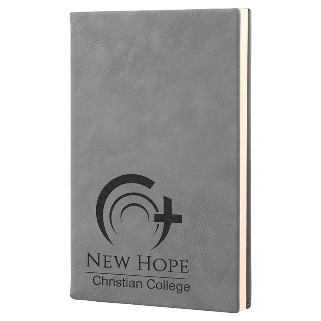 Engravable Leatherette Journal with Lined Notepad Notepad JDS Gray/Black Engraving 5 1/4" x 8 1/4"