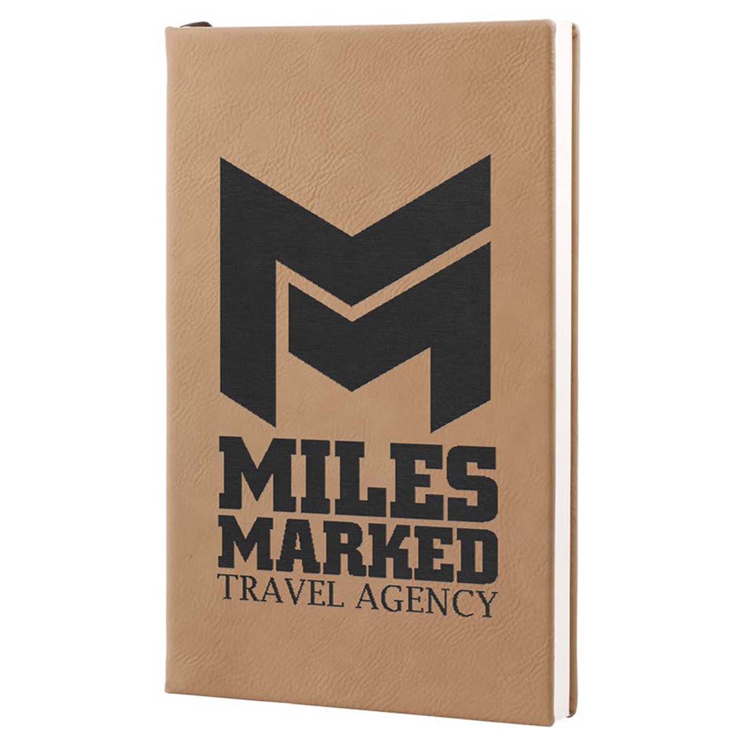 Engravable Leatherette Journal with Lined Notepad Notepad JDS 5 1/4" x 8 1/4" Light Brown/Black Engraving