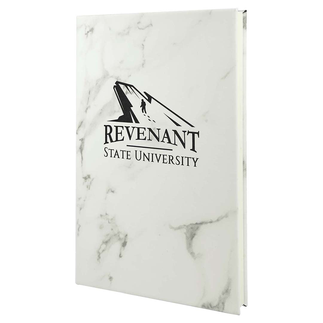 Engravable Leatherette Journal with Lined Notepad Notepad JDS 5 1/4" x 8 1/4" Marble/Black Engraving