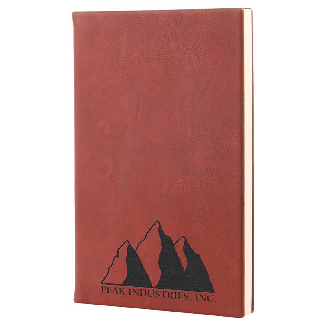 Engravable Leatherette Journal with Lined Notepad Notepad JDS 5 1/4" x 8 1/4" Rose/Black Engraving