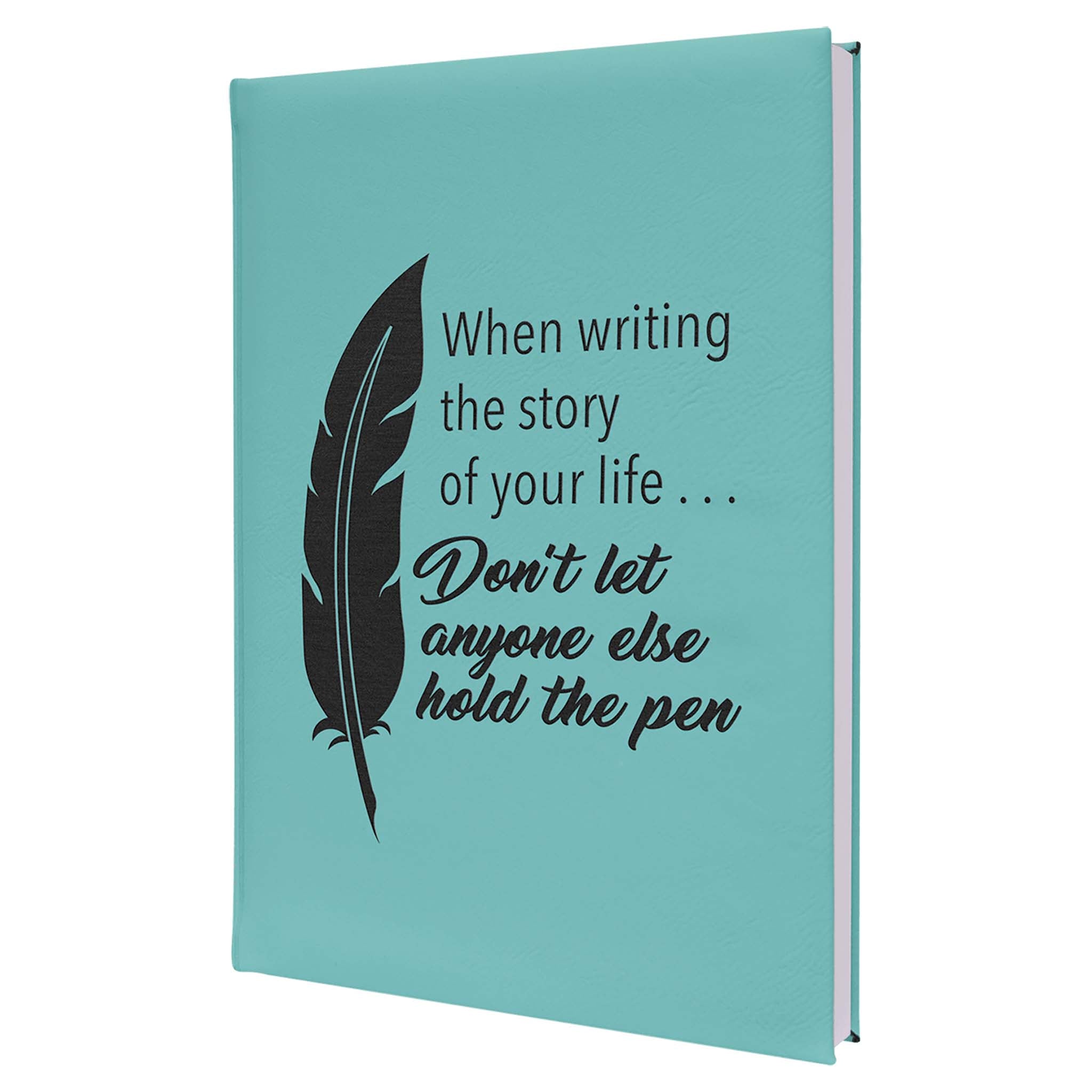 Engravable Leatherette Sketch Book with Unlined Notepad Notepad JDS 5 1/4" x 8 1/4" Teal/Black Engraving