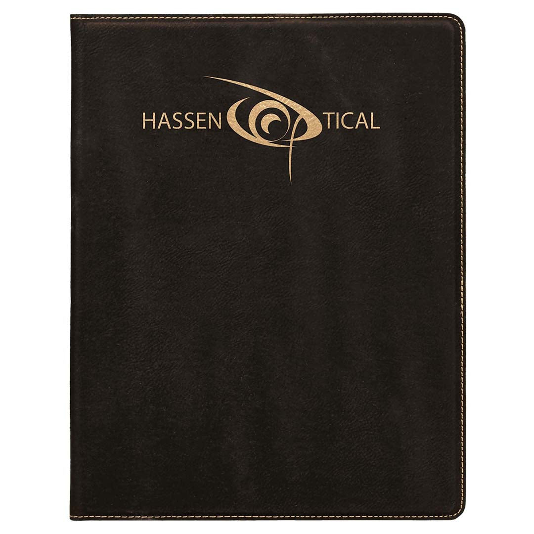 Engravable Leatherette Portfolio with Notepad Portfolio JDS Black/Gold Engraving 7" x 9"