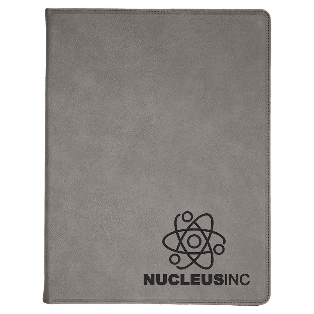 Engravable Leatherette Portfolio with Notepad Portfolio JDS Gray/Black Engraving 7" x 9"