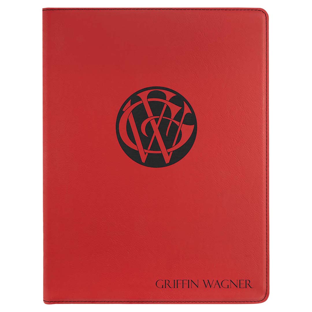 Engravable Leatherette Portfolio with Notepad Portfolio JDS Red/Black Engraving 7" x 9"