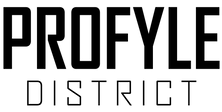 Black text 'PROFYLE DISTRICT' on a white background