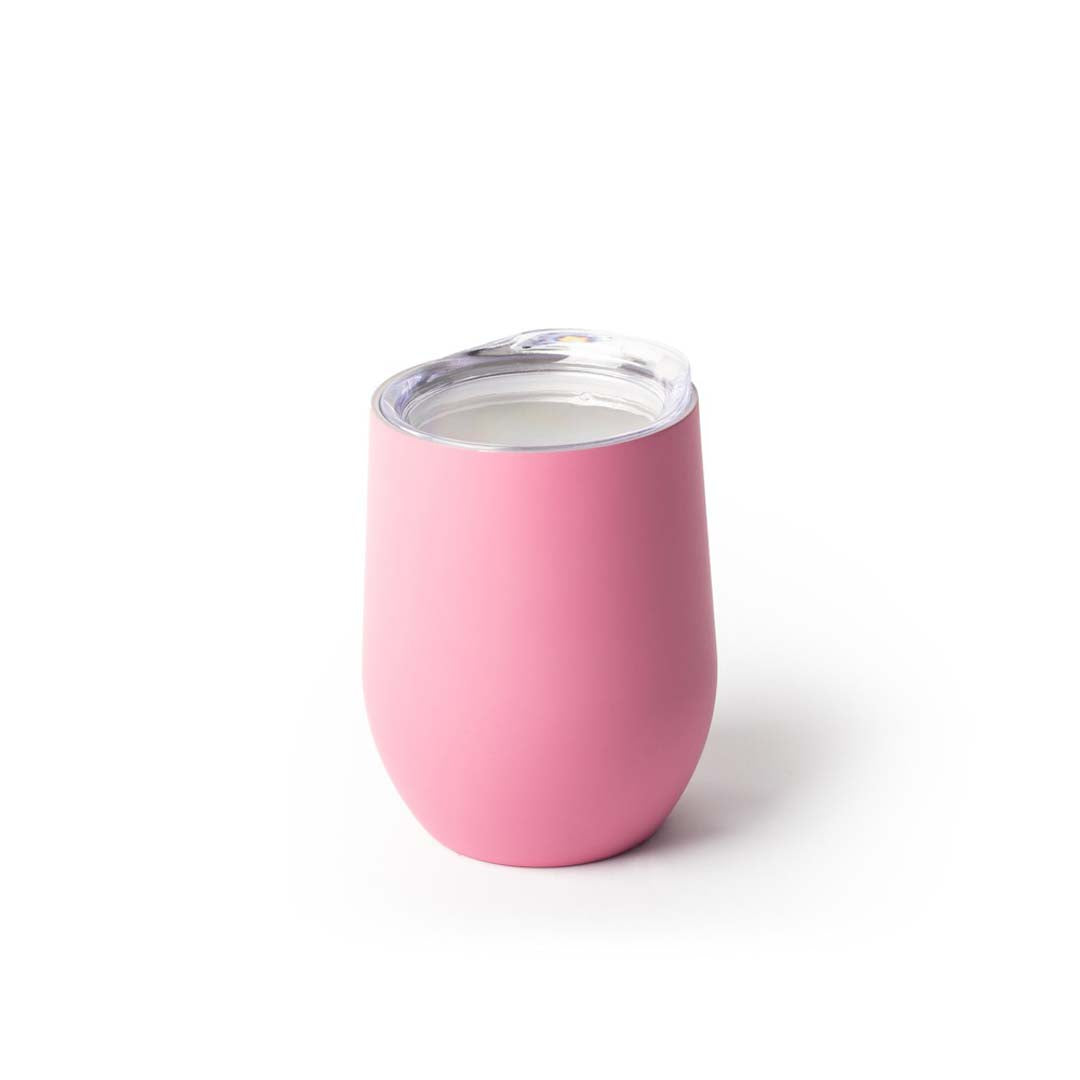 Engravable 12oz Stemless Wine Glass Tumbler Drinkware JPPlus Pink/Silver Engraving