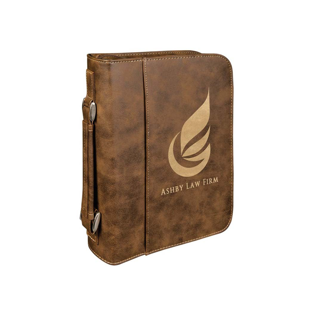 Engravable Leatherette Book/Bible Cover with Handle & Zipper Book Cover JDS 6 3/4" x 9 1/4" Rustic/Gold Engraving
