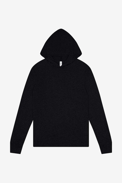 Customizbale Unisex Jersey Long Sleeve Hooded Tee Long Sleeve T-Shirt Bella Canvas XS Charcoal-Black Triblend