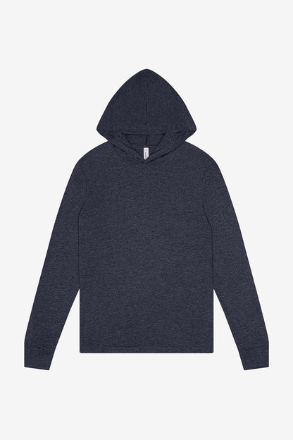 Customizbale Unisex Jersey Long Sleeve Hooded Tee Long Sleeve T-Shirt Bella Canvas XS Heather Navy