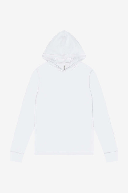 Customizbale Unisex Jersey Long Sleeve Hooded Tee Long Sleeve T-Shirt Bella Canvas XS White