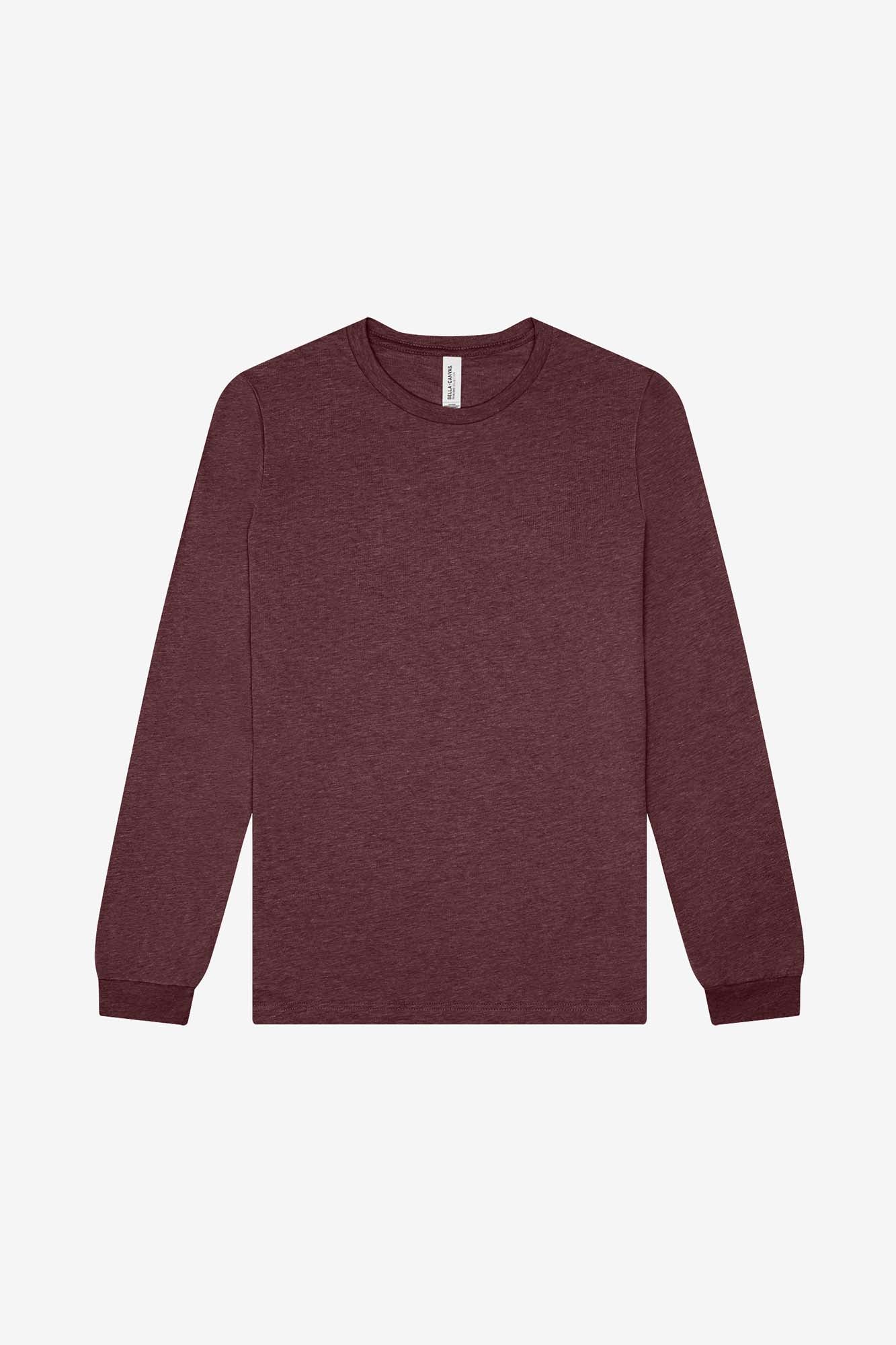 Customizable Unisex Triblend Long Sleeve Tee Long Sleeve T-Shirt Bella Canvas XS Maroon Triblend