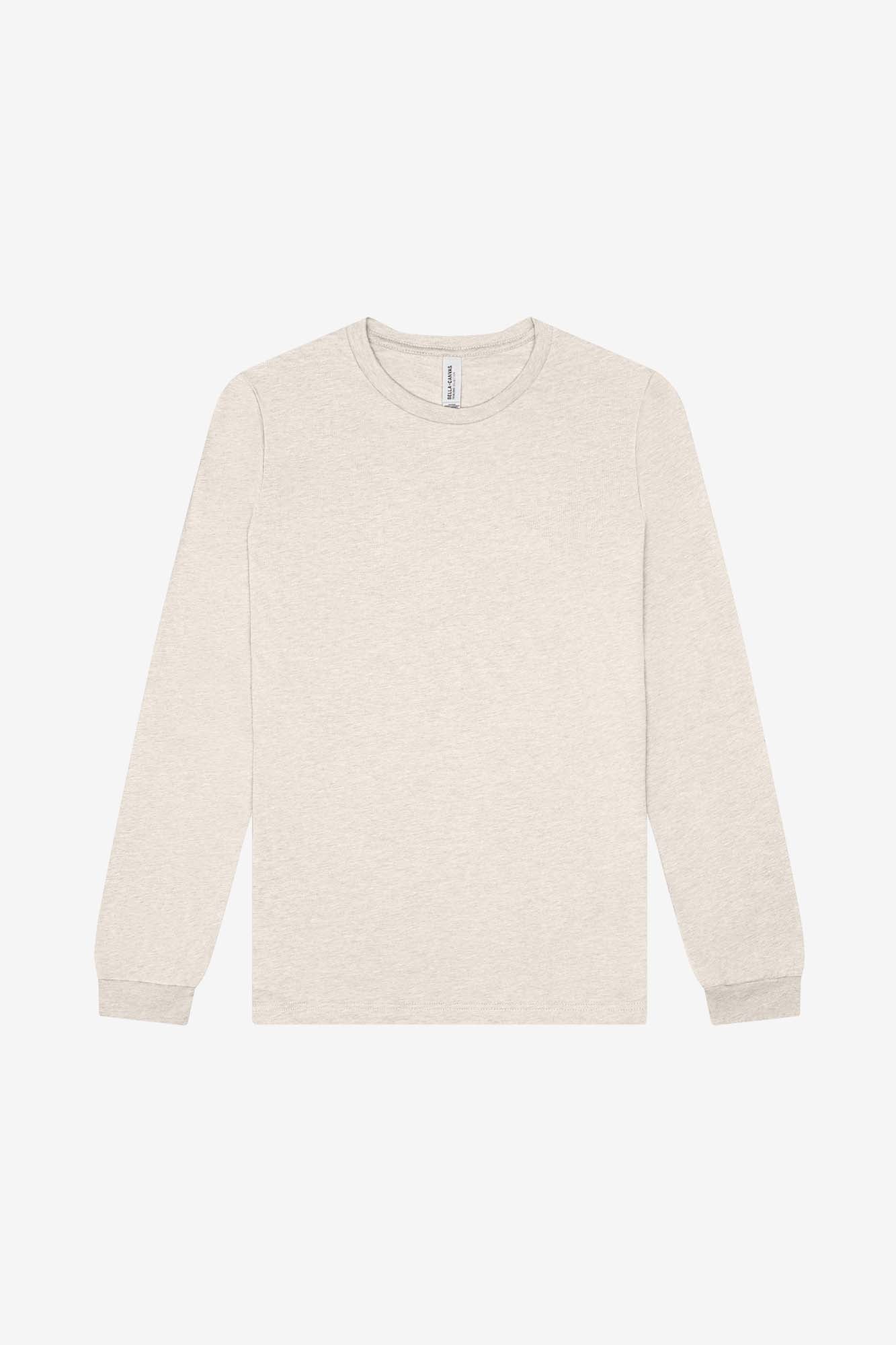 Customizable Unisex Triblend Long Sleeve Tee Long Sleeve T-Shirt Bella Canvas XS Oatmeal Triblend