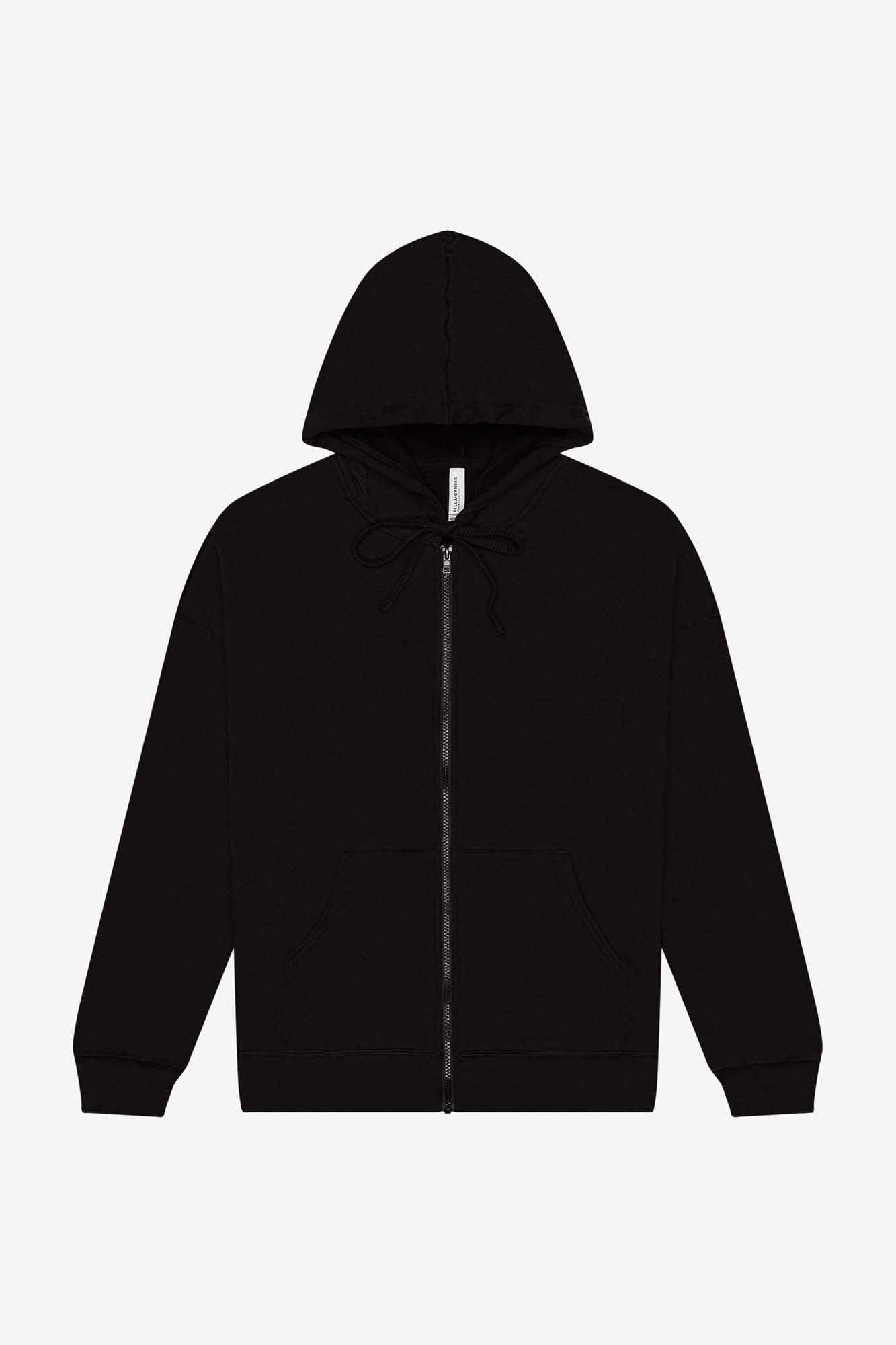 Customizable Unisex Sponge Fleece DTM Full Zip Hoodie Sweatshirt Bella Canvas XS Black