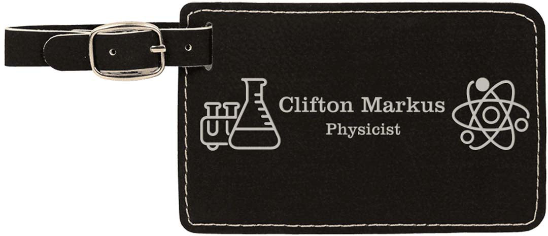 Engraveable Leatherette Luggage Tag Luggage Tag JDS Black/Silver Engraving