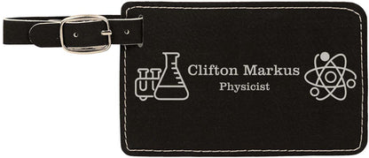 Engraveable Leatherette Luggage Tag Luggage Tag JDS Black/Silver Engraving