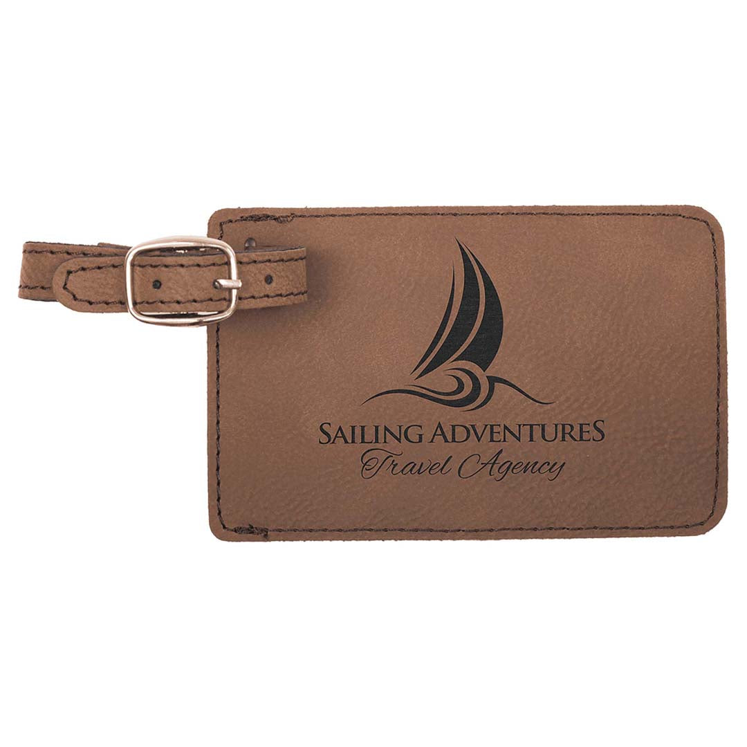 Engraveable Leatherette Luggage Tag Luggage Tag JDS Dark Brown/Black Engraving