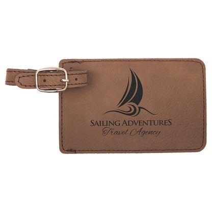 Engraveable Leatherette Luggage Tag Luggage Tag JDS Dark Brown/Black Engraving