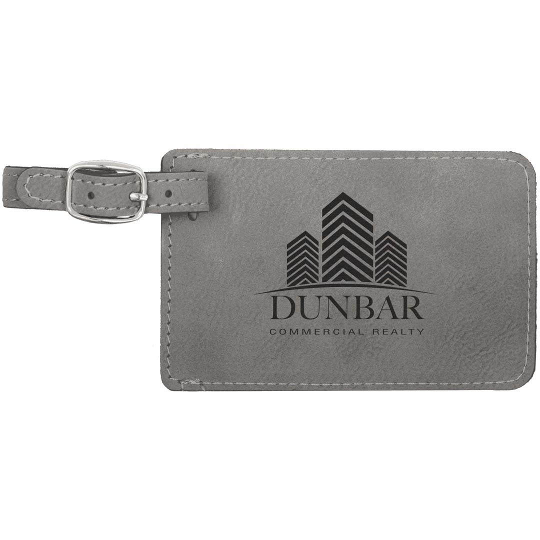 Engraveable Leatherette Luggage Tag Luggage Tag JDS Gray/Black Engraving