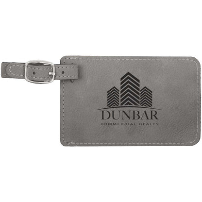 Engraveable Leatherette Luggage Tag Luggage Tag JDS Gray/Black Engraving