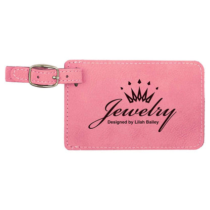 Engraveable Leatherette Luggage Tag Luggage Tag JDS Pink/Black Engraving