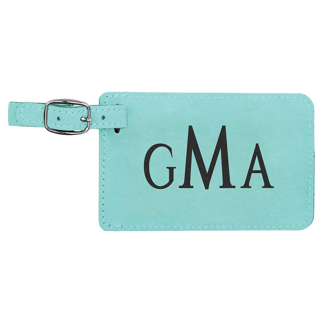 Engraveable Leatherette Luggage Tag Luggage Tag JDS Teal/Black Engraving