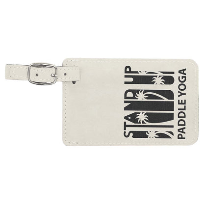 Engraveable Leatherette Luggage Tag Luggage Tag JDS White/Black Engraving