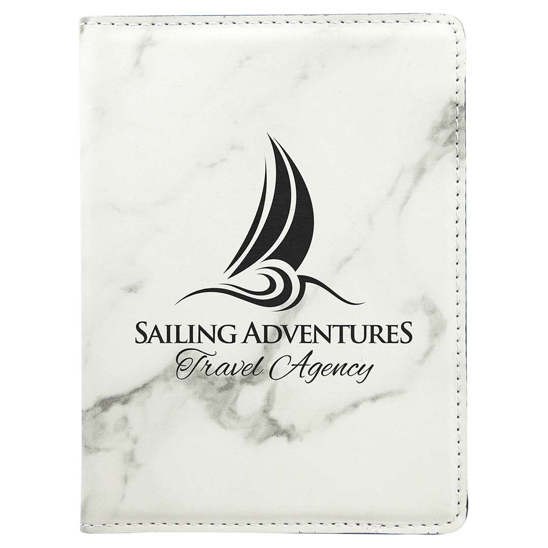Engravable Leatherette Passport Holder Book Cover JDS Marble/Black Engraving