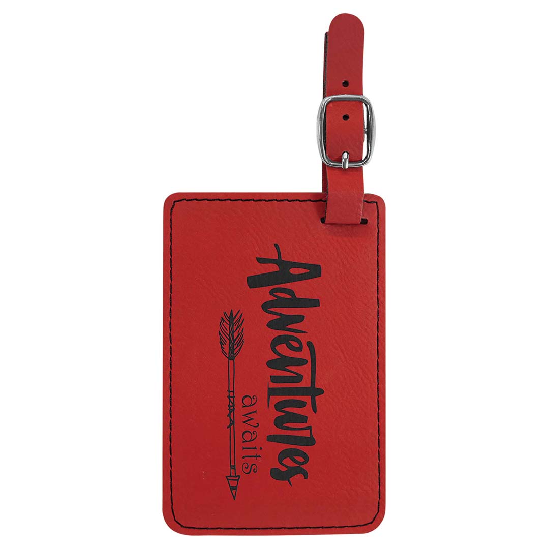 Engraveable Leatherette Luggage Tag Luggage Tag JDS Red/Black Engraving