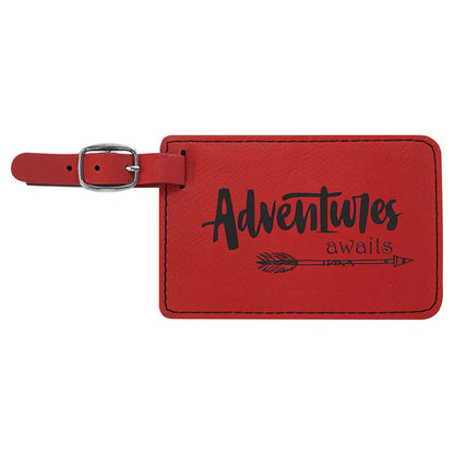 Engraveable Leatherette Luggage Tag Luggage Tag JDS Red/Black Engraving