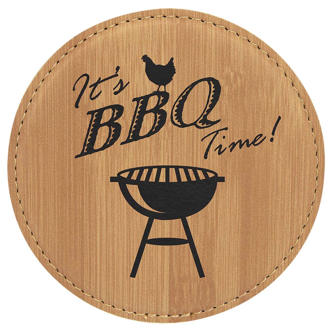 Engravable Leatherette Coaster Drinkware JDS Bamboo/Black Engraving Round