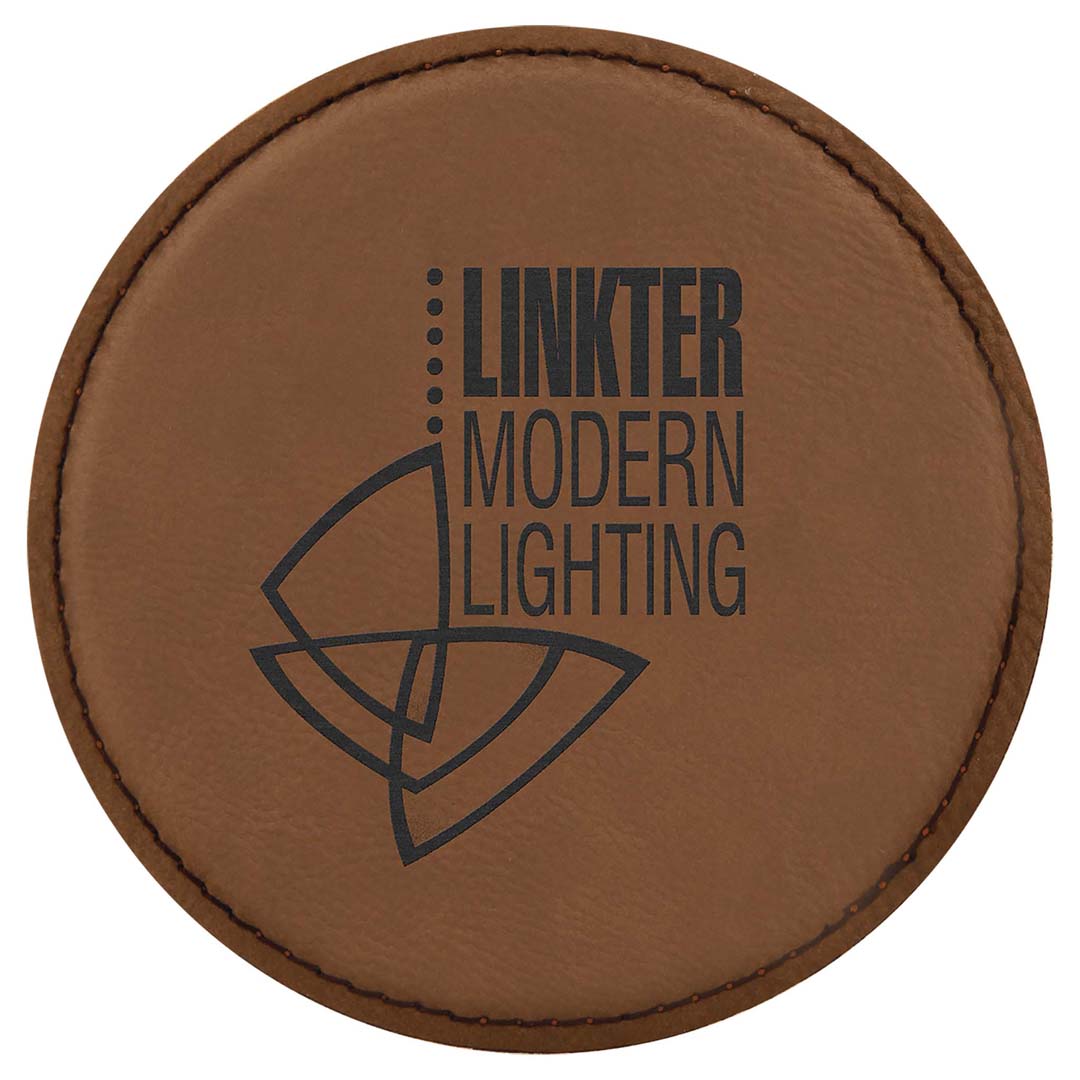 Engravable Leatherette Coaster Drinkware JDS Dark Brown/Black Engraving Round