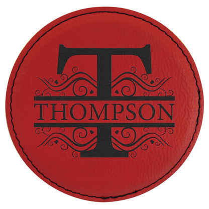 Engravable Leatherette Coaster Drinkware JDS Red/Black 