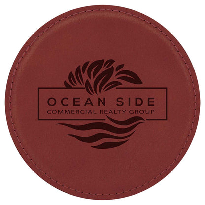 Engravable Leatherette Coaster Drinkware JDS Rose/Black 