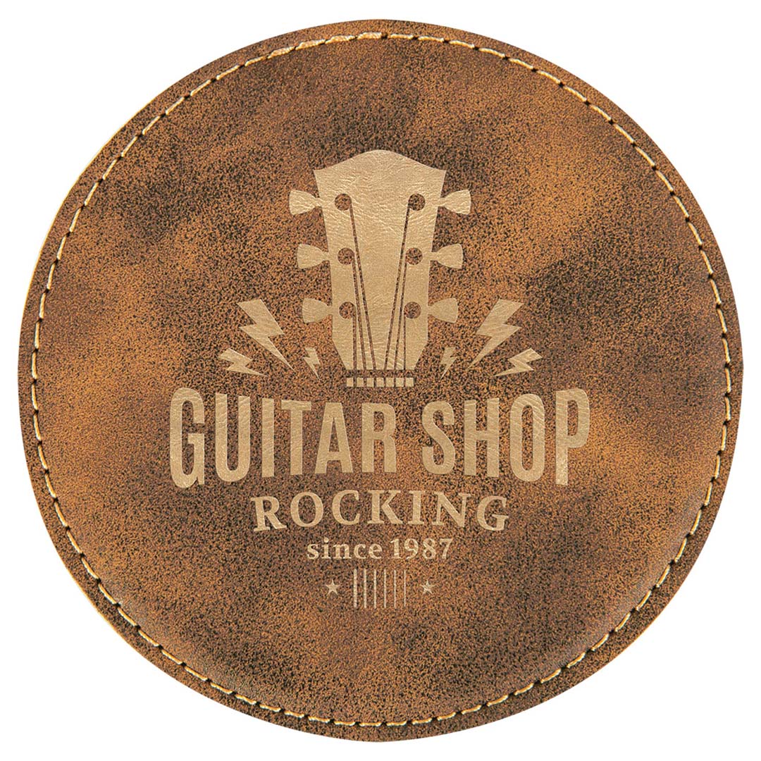 Engravable Leatherette Coaster Drinkware JDS Rustic/Gold