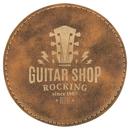 Engravable Leatherette Coaster Drinkware JDS Rustic/Gold