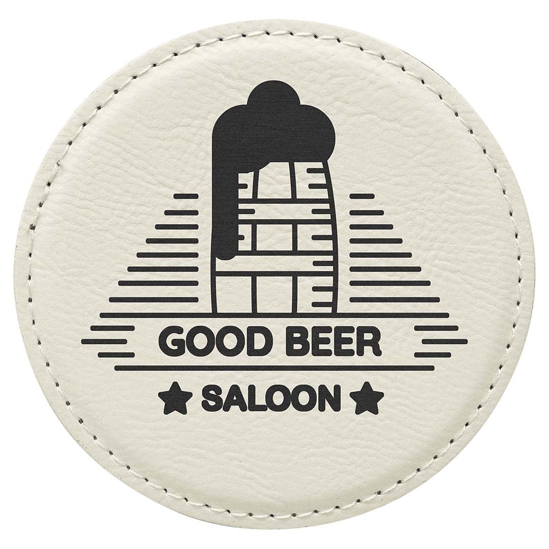 Engravable Leatherette Coaster Drinkware JDS White/Black