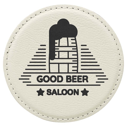 Engravable Leatherette Coaster Drinkware JDS White/Black