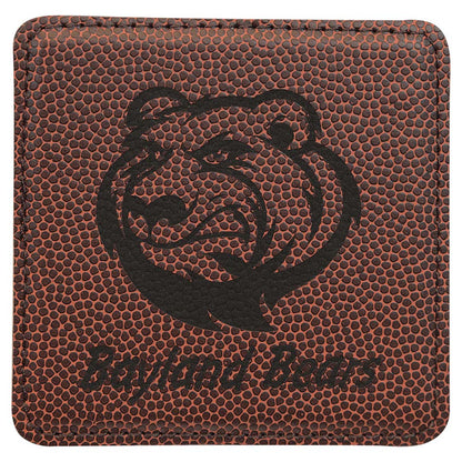 Engravable Leatherette Coaster Drinkware JDS Football/Black Engraving Square