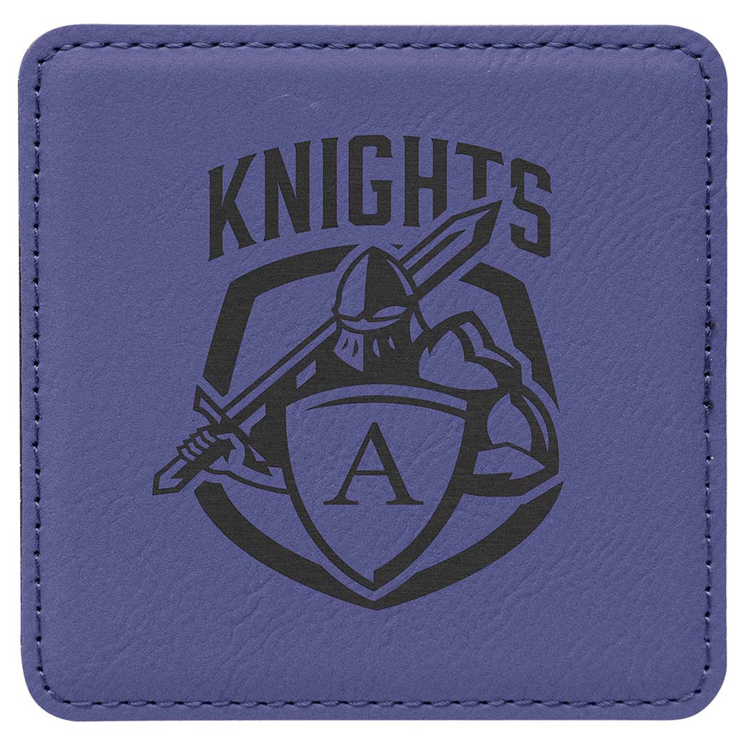 Engravable Leatherette Coaster Drinkware JDS Purple/Black Engraving Square