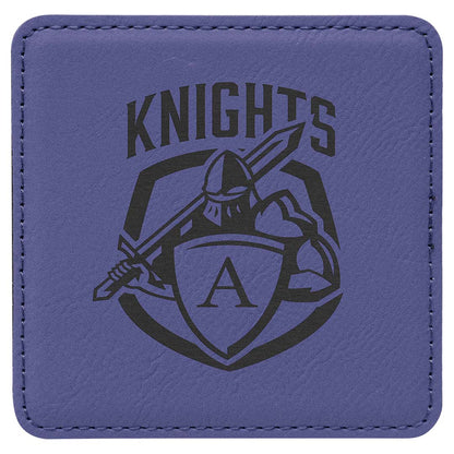 Engravable Leatherette Coaster Drinkware JDS Purple/Black Engraving Square