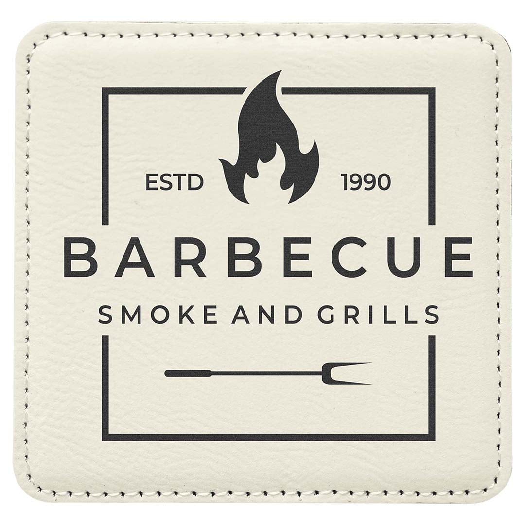 Engravable Leatherette Coaster Drinkware JDS White/Black 