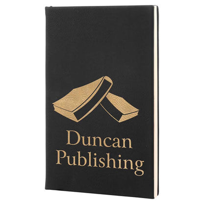 Engravable Leatherette Journal with Lined Notepad Notepad JDS Black/Gold Engraving 5 1/4" x 8 1/4"